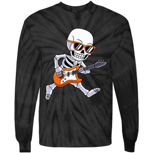 Skeleton Playing Guitar Rock & Roll Halloween Tie-Dye Long Sleeve Shirt