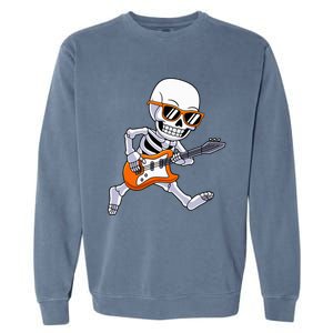 Skeleton Playing Guitar Rock & Roll Halloween Garment-Dyed Sweatshirt