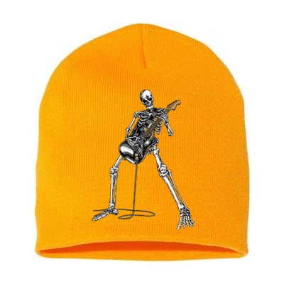 Skeleton Playing Guitar Rock And Roll Short Acrylic Beanie