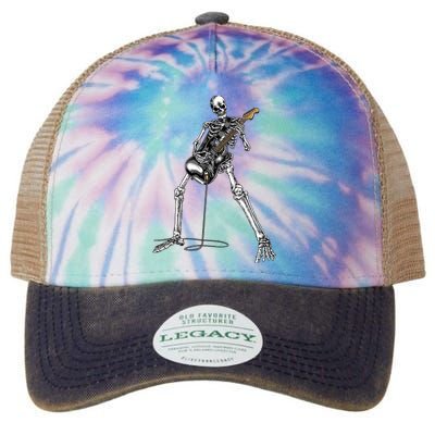 Skeleton Playing Guitar Rock And Roll Legacy Tie Dye Trucker Hat