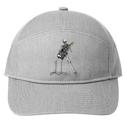 Skeleton Playing Guitar Rock And Roll 7-Panel Snapback Hat