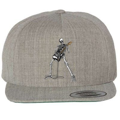 Skeleton Playing Guitar Rock And Roll Wool Snapback Cap