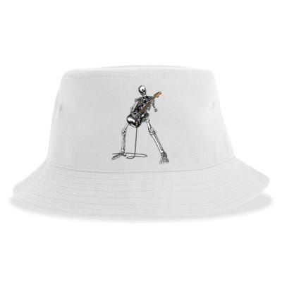 Skeleton Playing Guitar Rock And Roll Sustainable Bucket Hat