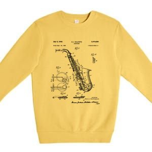 Saxophone Patent Graphic Gift Premium Crewneck Sweatshirt