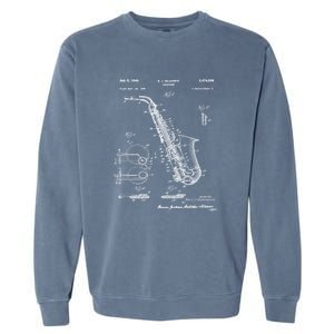 Saxophone Patent Graphic Gift Garment-Dyed Sweatshirt