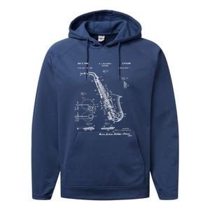 Saxophone Patent Graphic Gift Performance Fleece Hoodie