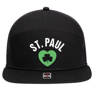 St Patricks Green Heart Irish Saint Pattys Day Lucky St Paul Cute Gift 7 Panel Mesh Trucker Snapback Hat