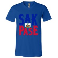 Sak Pase Gift Cute Haitian Creole Pride Gift V-Neck T-Shirt