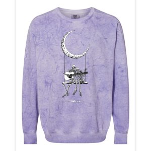 Skeleton Playing Guitar Band Colorblast Crewneck Sweatshirt