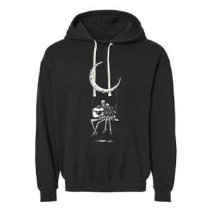 Skeleton Playing Guitar Band Garment-Dyed Fleece Hoodie