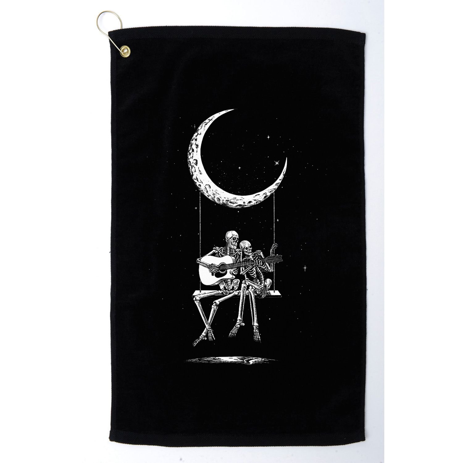 Skeleton Playing Guitar Band Golf Towel