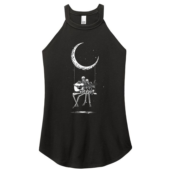 Skeleton Playing Guitar Band Women's Perfect Tri Rocker Tank