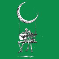 Skeleton Playing Guitar Band Button