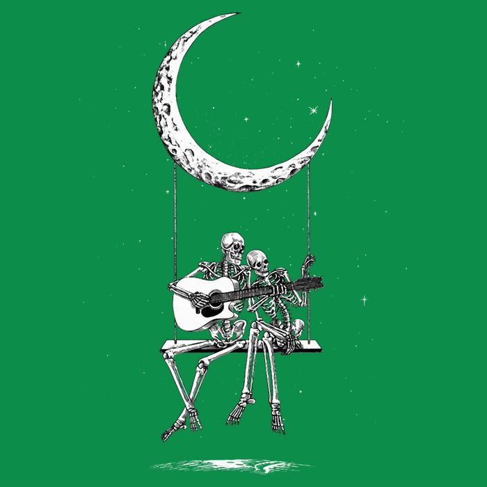 Skeleton Playing Guitar Band Button