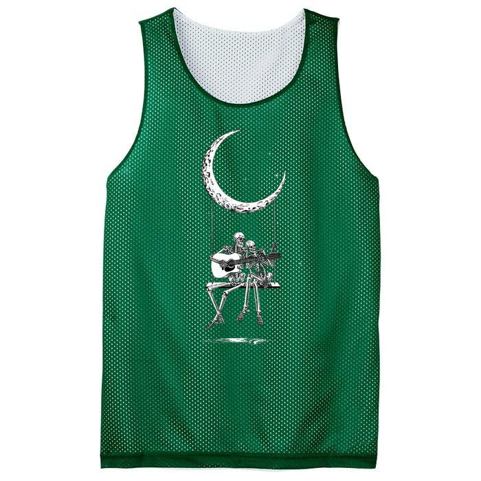 Skeleton Playing Guitar Band Mesh Reversible Basketball Jersey Tank