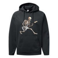 Skeleton Playing Guitar Rock And Roll Band Graphic Performance Fleece Hoodie