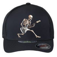 Skeleton Playing Guitar Rock And Roll Band Graphic Flexfit Unipanel Trucker Cap