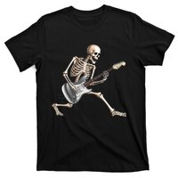 Skeleton Playing Guitar Rock And Roll Band Graphic T-Shirt