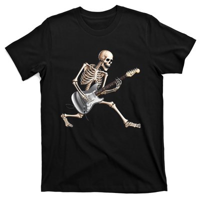 Skeleton Playing Guitar Rock And Roll Band Graphic T-Shirt