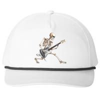 Skeleton Playing Guitar Rock And Roll Band Graphic Snapback Five-Panel Rope Hat