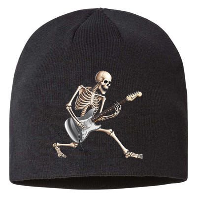 Skeleton Playing Guitar Rock And Roll Band Graphic Sustainable Beanie