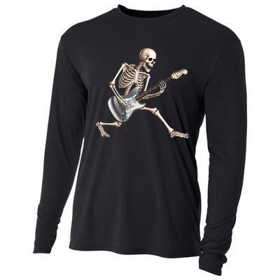 Skeleton Playing Guitar Rock And Roll Band Graphic Cooling Performance Long Sleeve Crew