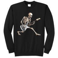 Skeleton Playing Guitar Rock And Roll Band Graphic Tall Sweatshirt