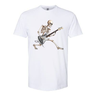 Skeleton Playing Guitar Rock And Roll Band Graphic Softstyle CVC T-Shirt