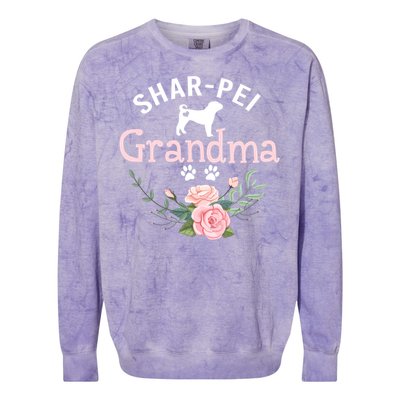 Shar Pei Grandma Funny Gift Mom Cute Dog Lover Christmas Gift Colorblast Crewneck Sweatshirt