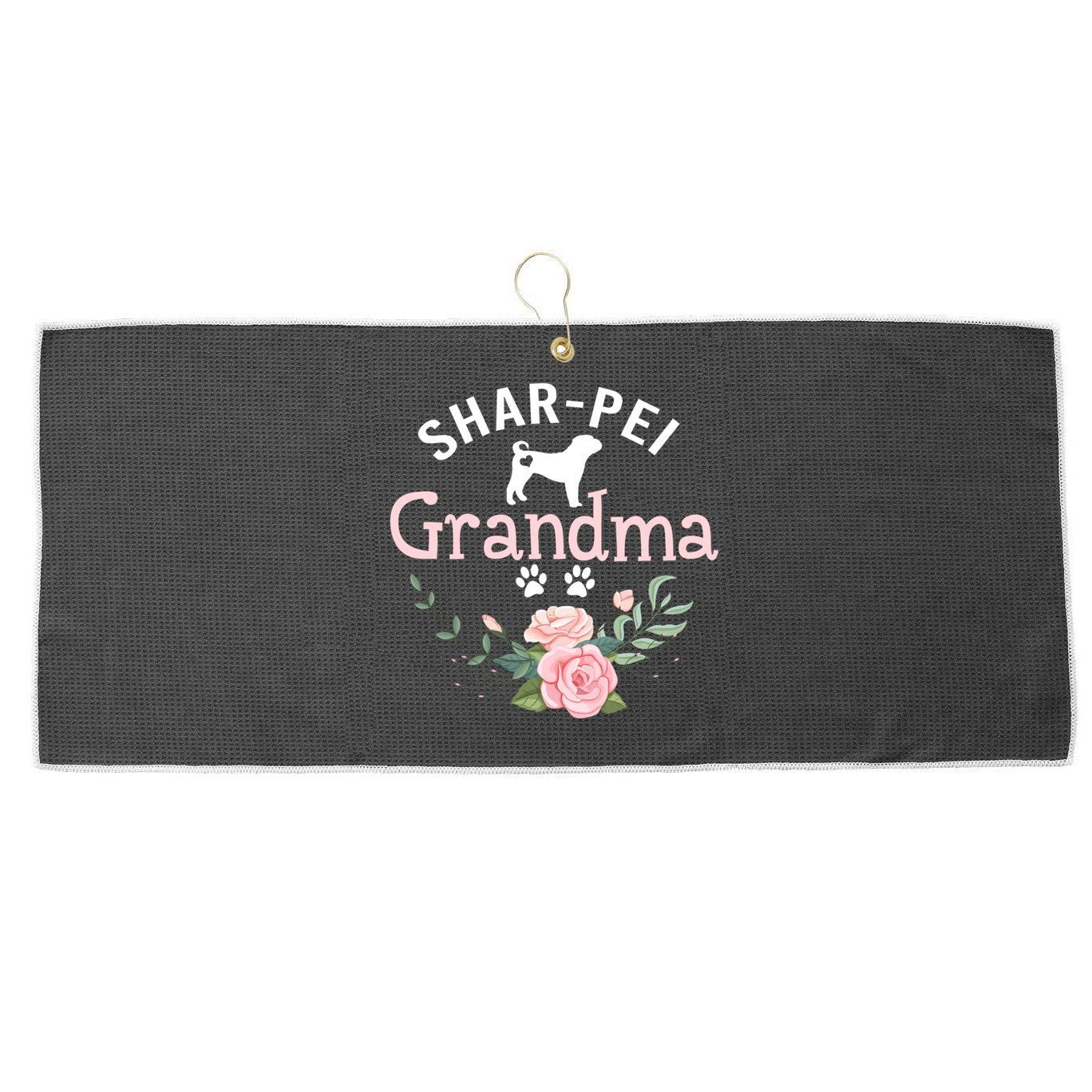 Shar Pei Grandma Funny Gift Mom Cute Dog Lover Christmas Gift Large Microfiber Waffle Golf Towel