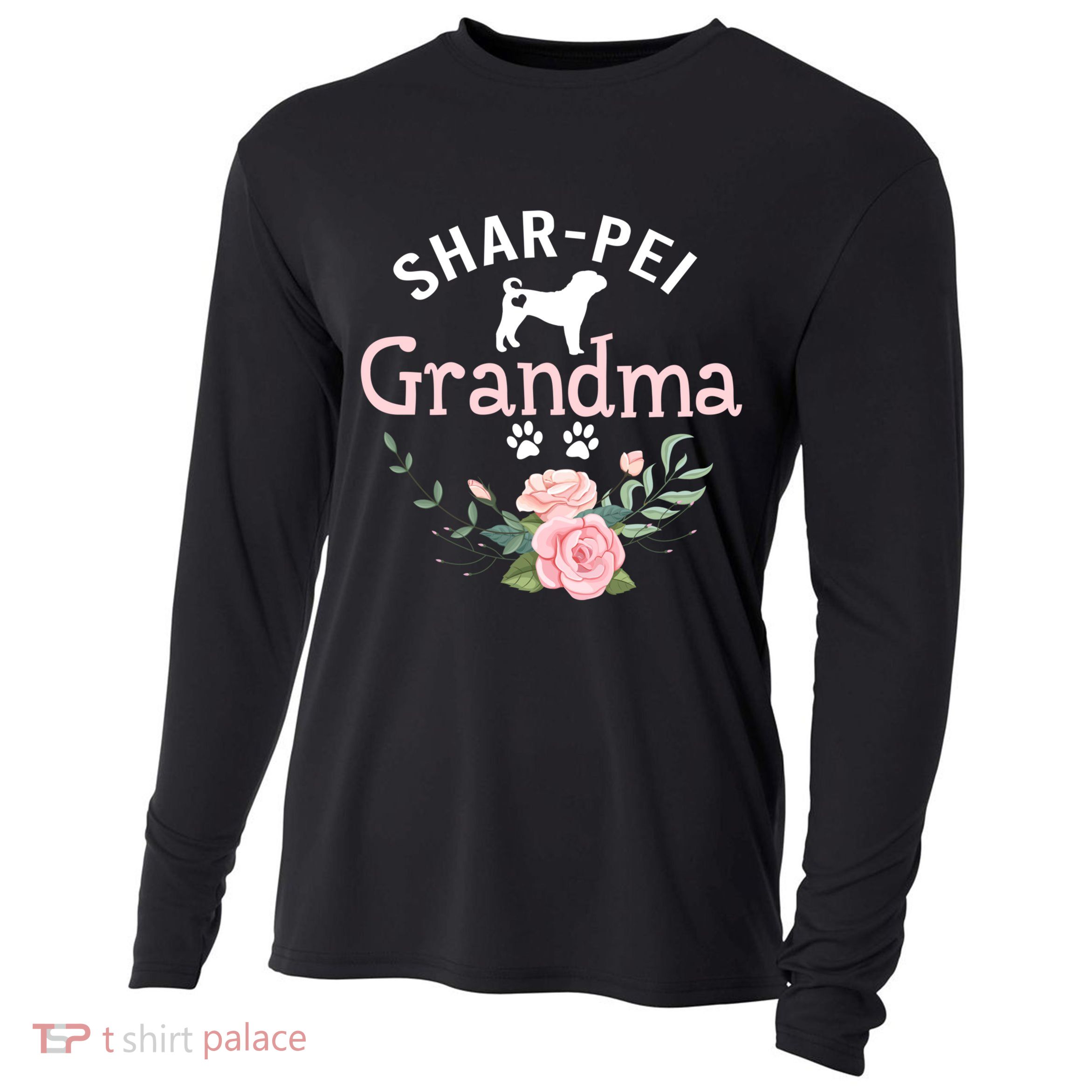Shar Pei Grandma Funny Gift Mom Cute Dog Lover Christmas Gift Cooling Performance Long Sleeve Crew