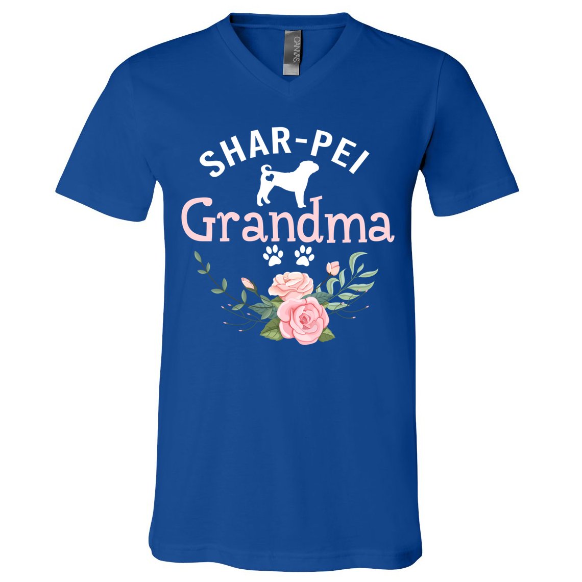 Shar Pei Grandma Funny Gift Mom Cute Dog Lover Christmas Gift V-Neck T-Shirt