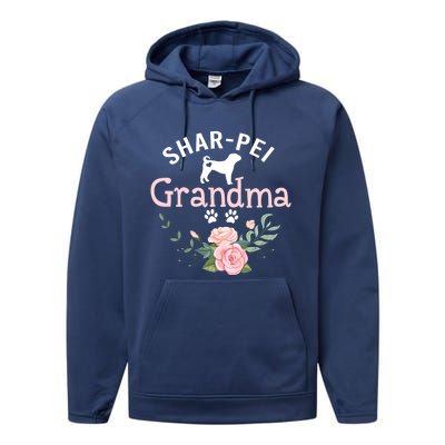 Shar Pei Grandma Funny Gift Mom Cute Dog Lover Christmas Gift Performance Fleece Hoodie