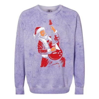 Santa Playing Guitar Christmas Pajama Musician Guitarist Colorblast Crewneck Sweatshirt