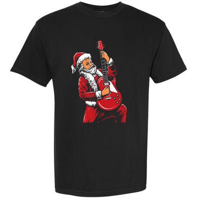 Santa Playing Guitar Christmas Pajama Musician Guitarist Garment-Dyed Heavyweight T-Shirt