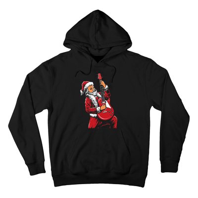 Santa Playing Guitar Christmas Pajama Musician Guitarist Hoodie