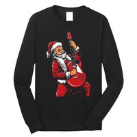 Santa Playing Guitar Christmas Pajama Musician Guitarist Long Sleeve Shirt