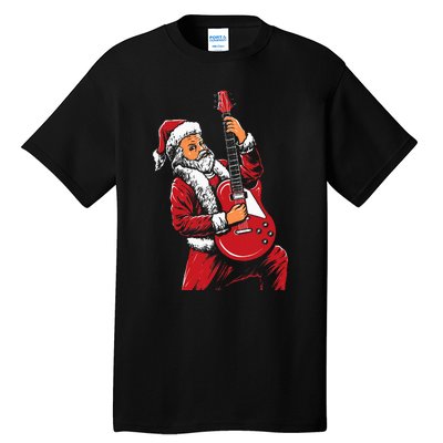 Santa Playing Guitar Christmas Pajama Musician Guitarist Tall T-Shirt