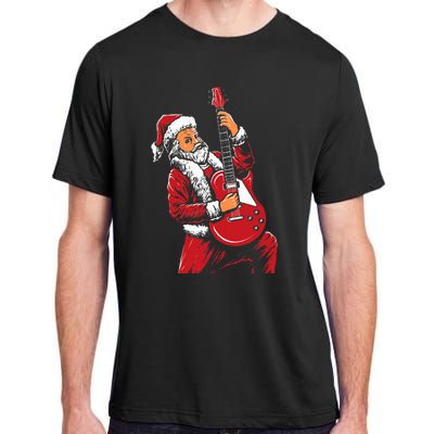 Santa Playing Guitar Christmas Pajama Musician Guitarist Adult ChromaSoft Performance T-Shirt