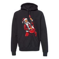 Santa Playing Guitar Christmas Pajama Musician Guitarist Premium Hoodie