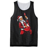 Santa Playing Guitar Christmas Pajama Musician Guitarist Mesh Reversible Basketball Jersey Tank