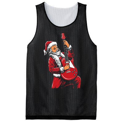 Santa Playing Guitar Christmas Pajama Musician Guitarist Mesh Reversible Basketball Jersey Tank