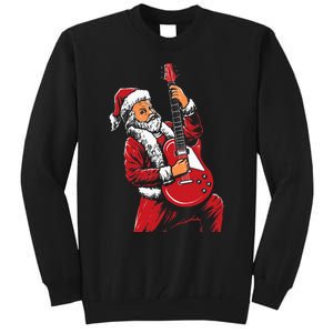 Santa Playing Guitar Christmas Pajama Musician Guitarist Tall Sweatshirt