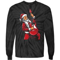 Santa Playing Guitar Christmas Pajama Musician Guitarist Tie-Dye Long Sleeve Shirt