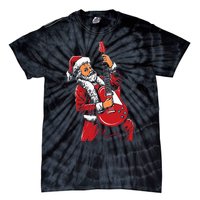 Santa Playing Guitar Christmas Pajama Musician Guitarist Tie-Dye T-Shirt