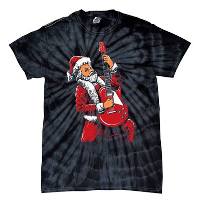 Santa Playing Guitar Christmas Pajama Musician Guitarist Tie-Dye T-Shirt