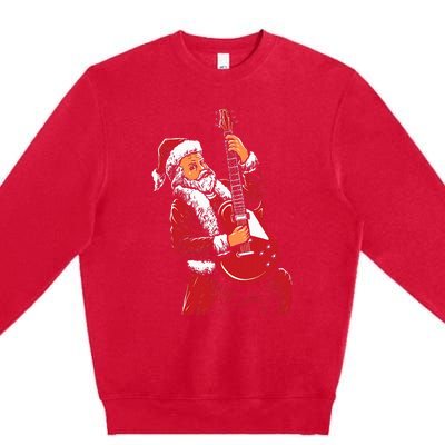 Santa Playing Guitar Christmas Pajama Musician Guitarist Premium Crewneck Sweatshirt