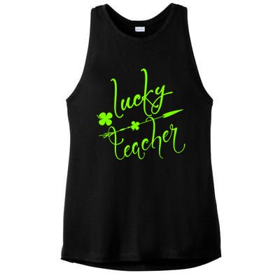 St Patrick Gift Lucky Teacher Cute Bold And Trendy Gift Ladies PosiCharge Tri-Blend Wicking Tank