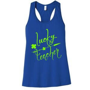 St Patrick Gift Lucky Teacher Cute Bold And Trendy Gift Women's Racerback Tank