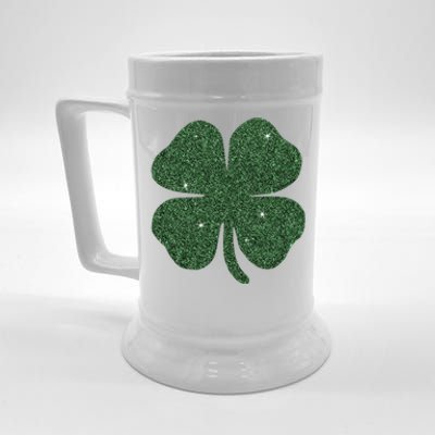 St Patricks Glitter Effect Clover Cute Gift Beer Stein